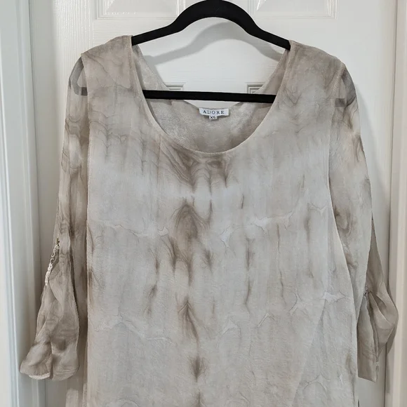 3/$10 Adore Neutral Sequined Flowy Blouse - Picture 2 of 6